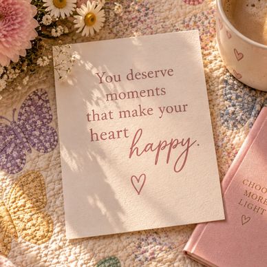 Inspirational note: "You deserve moments that make your heart happy."