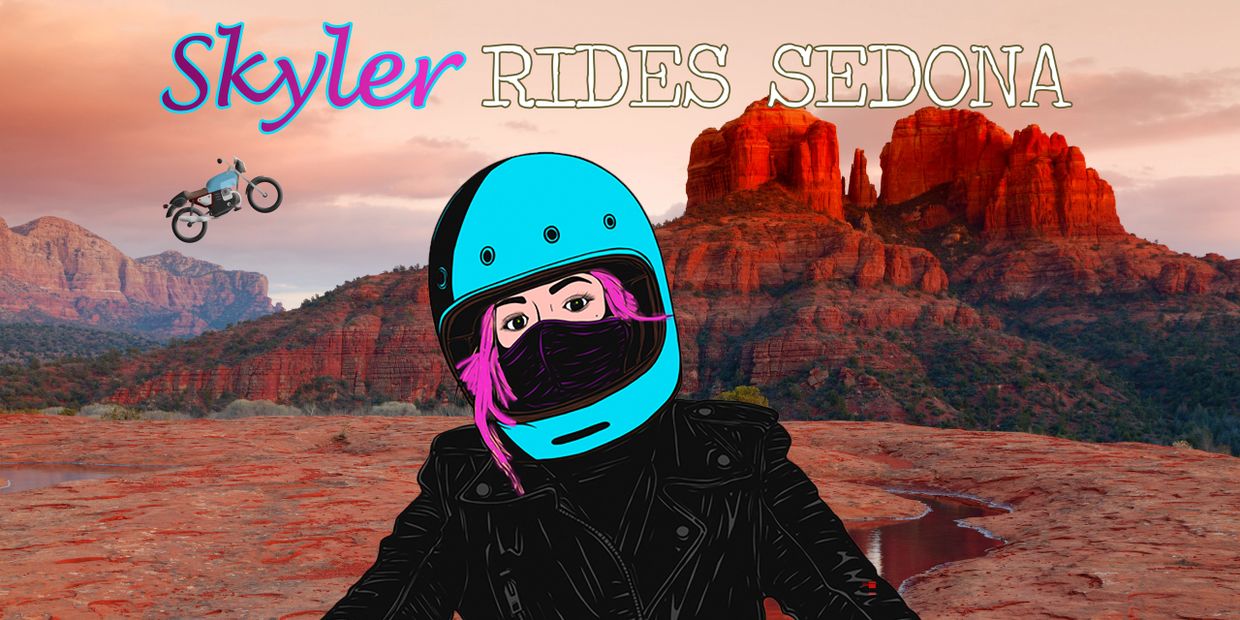 Skyler Rides Sedona motorcycle stunt racing game for Google Play mobile app game by Shaka Brah! 