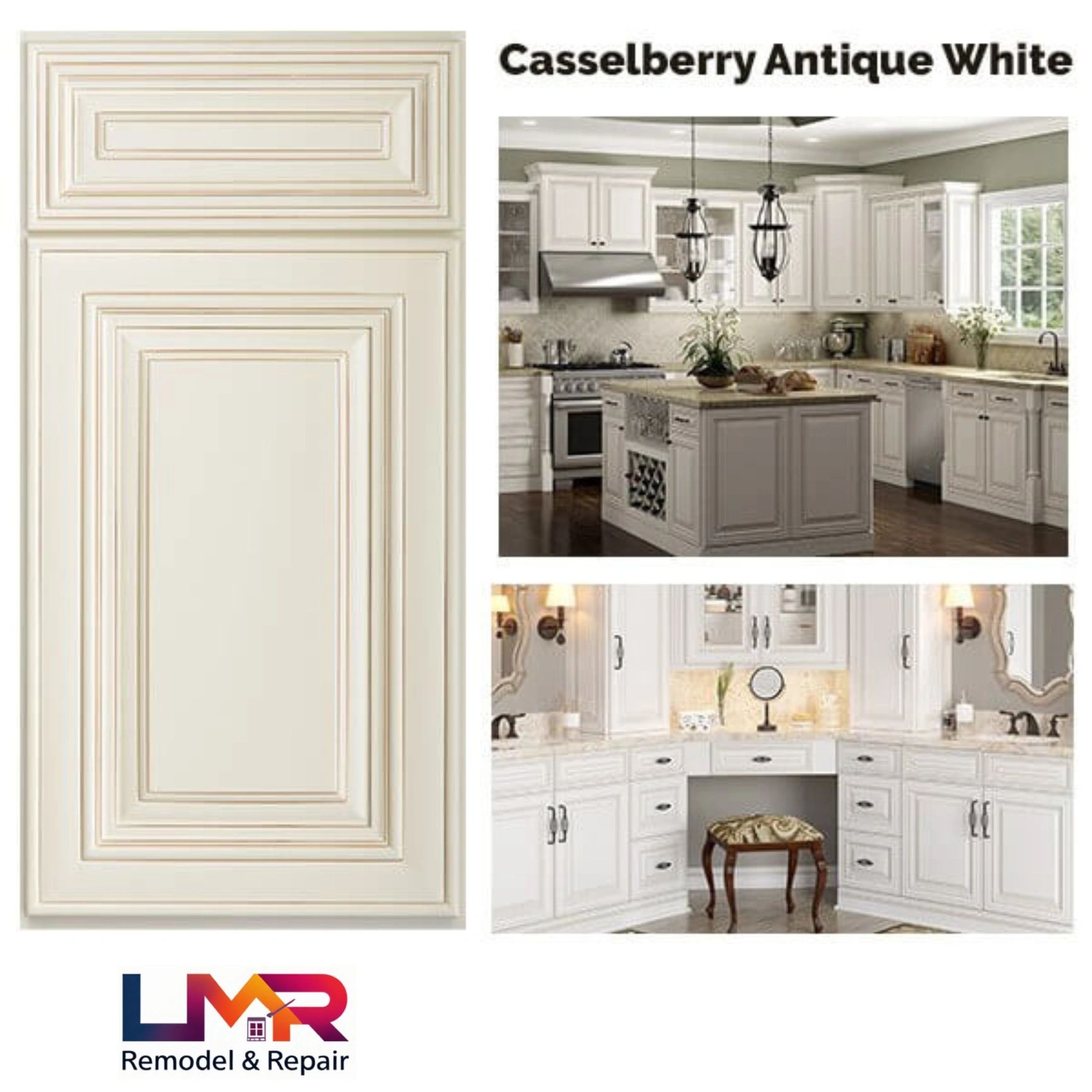 At LMR Remodel & Repair LLC we see your vision in your dream kitchen with Casselberry Antique White