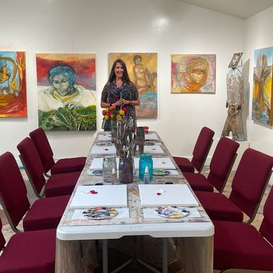 Pamela Llano hosting private paint party event.
