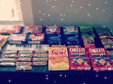 Snack table set up.