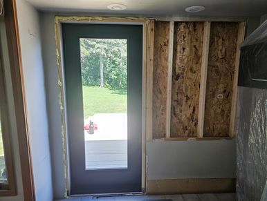Integrity Structures Golden Valley, New entryway where old window was, New door install, Wall patch
