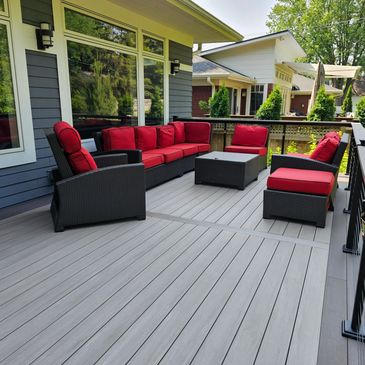 FInished Deck Project by Integrity Structures, Return Customers with their new house, PVC decking