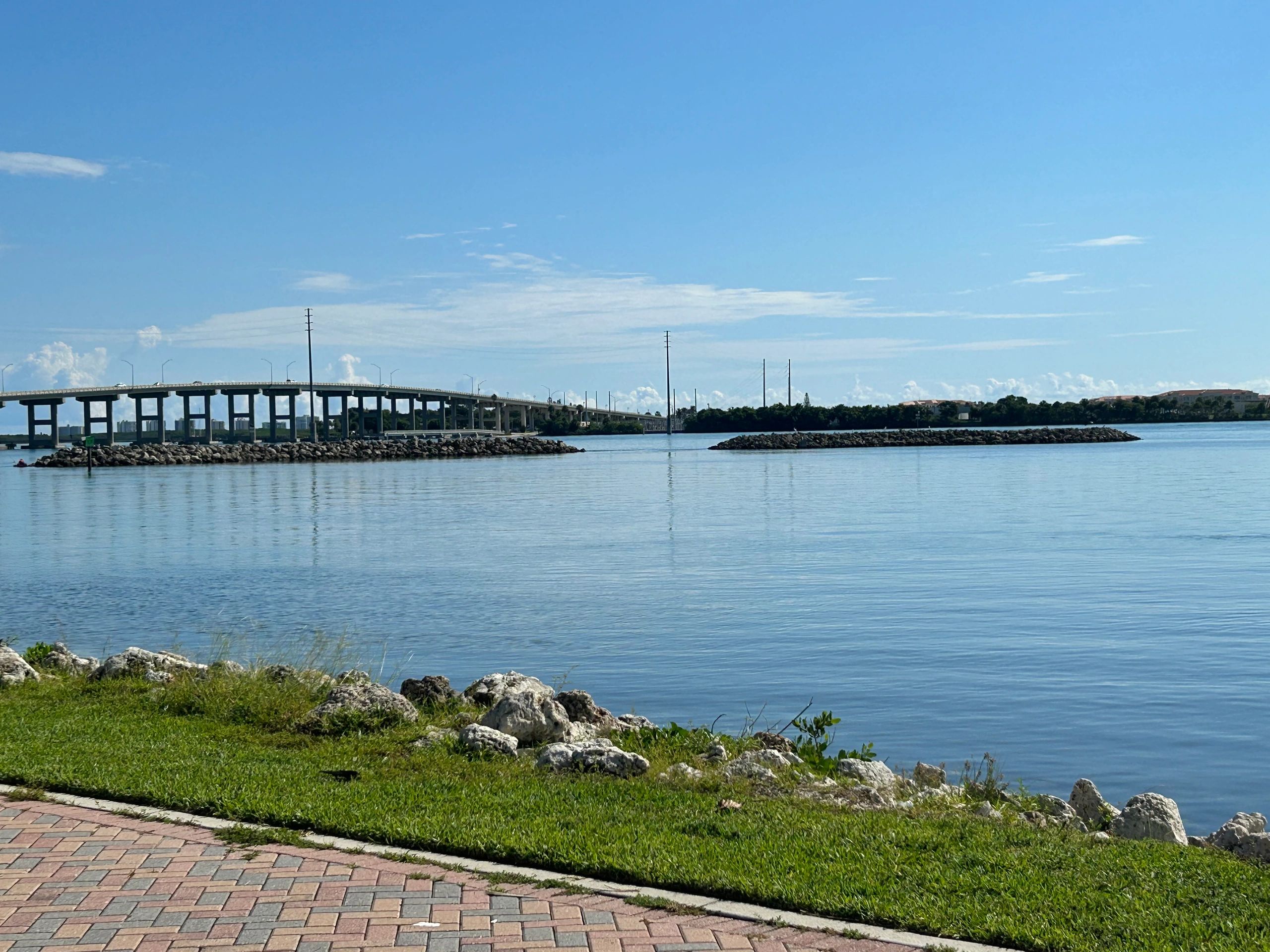 View of the Causeway bridge from the downtown waterfront walkway.