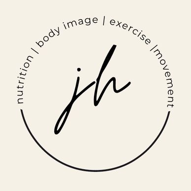Tan background with words Nutrition, body image, exercise, movement written in a circle.