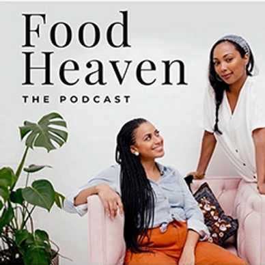 Two women,one looking at the other and that woman looking at the camera with the words "Food Heaven"