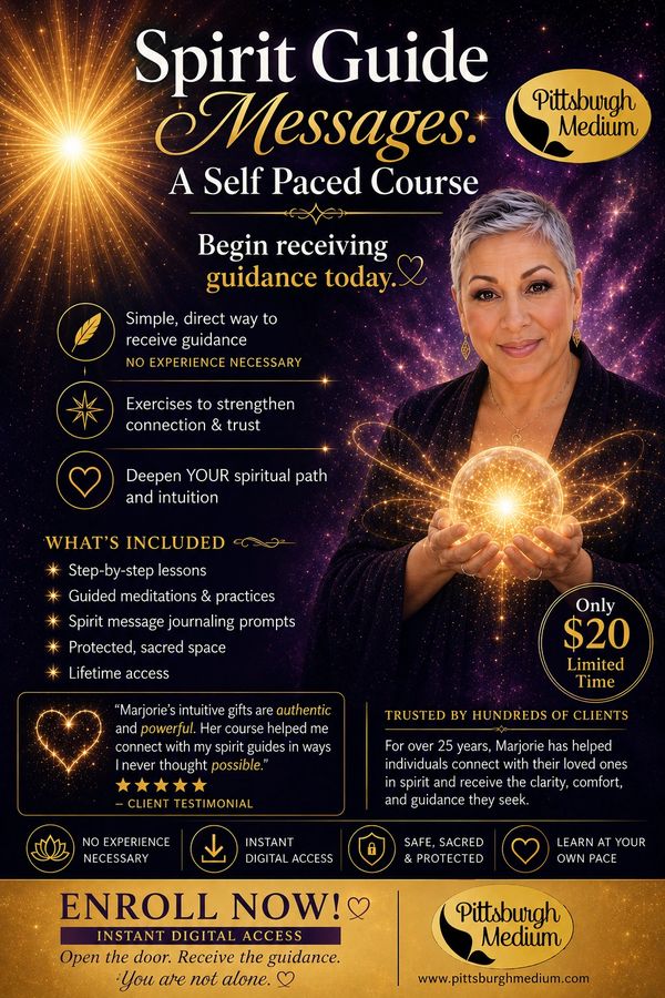 Spirit Guide Messages self-paced course with guided meditations and lifetime access.
