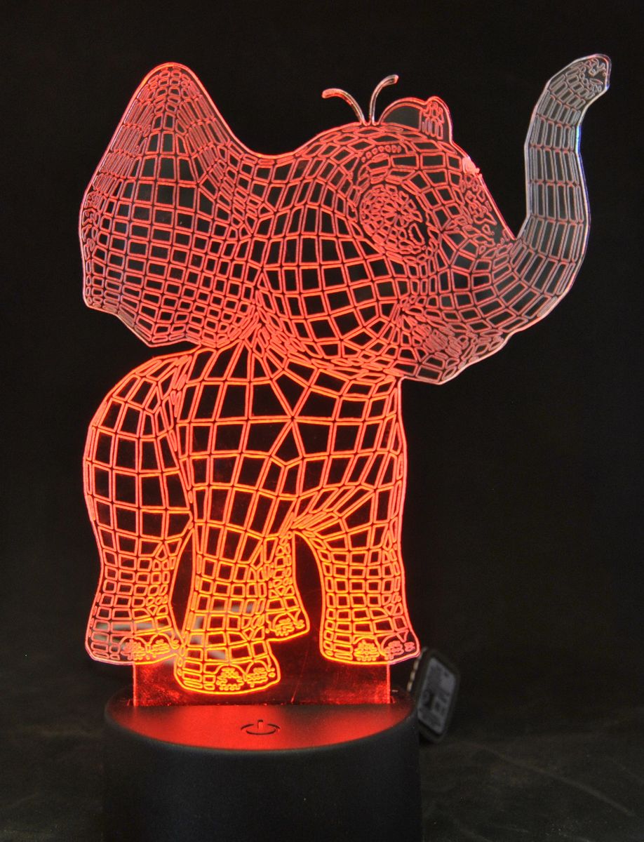 Elephant 3D LED base lit lamp