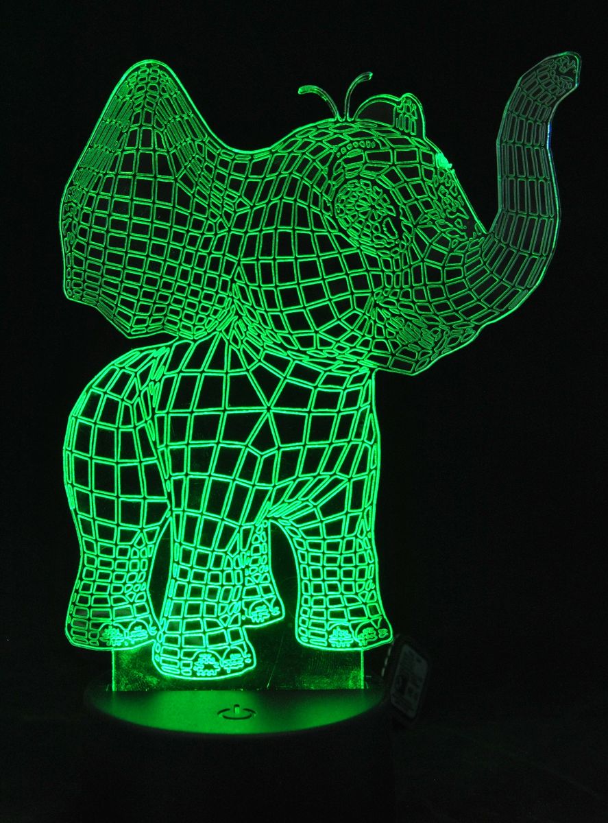 Elephant 3D LED base lit lamp