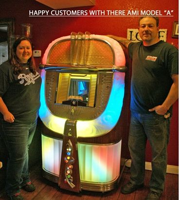 Customers from Kansas with their AMI A Jukebox full restoration with Bluetooth added! FROM 1949