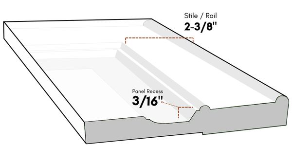 Z30 Beaded Traditional one-piece HDF cabinet door - 2-3/8" stiles & rails, beaded detail