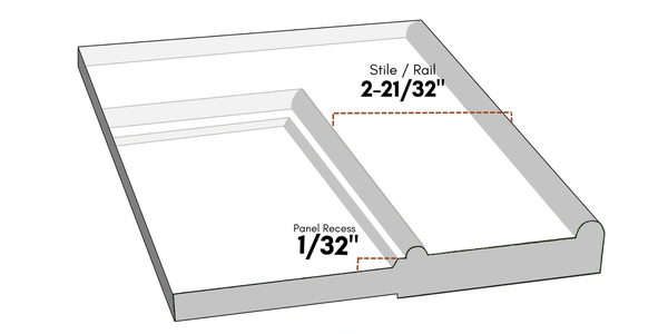 Z50 Slim Beaded one-piece HDF cabinet door - Slim stiles, shallow recess, beaded edge
