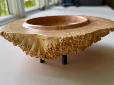 Maple Burl bowl with heart Inlay