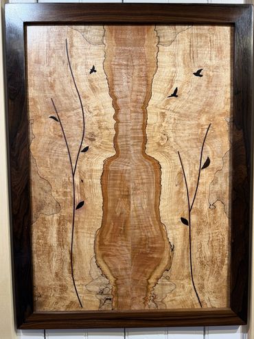 Spalted Maple with Ebony and rosewood Inlay. Ziricote Frame. aprox 17"x25"
