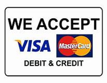 Sign showing acceptance of Visa and MasterCard payments.