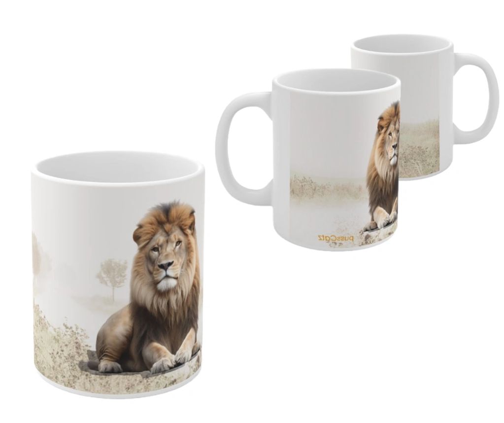 Set of three 'Lion Catz' Coffee cups