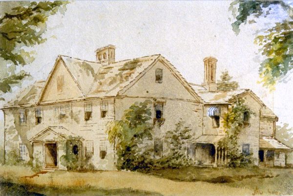 Painting of Orchard House, circa 1850, by the youngest Alcott daughter, May