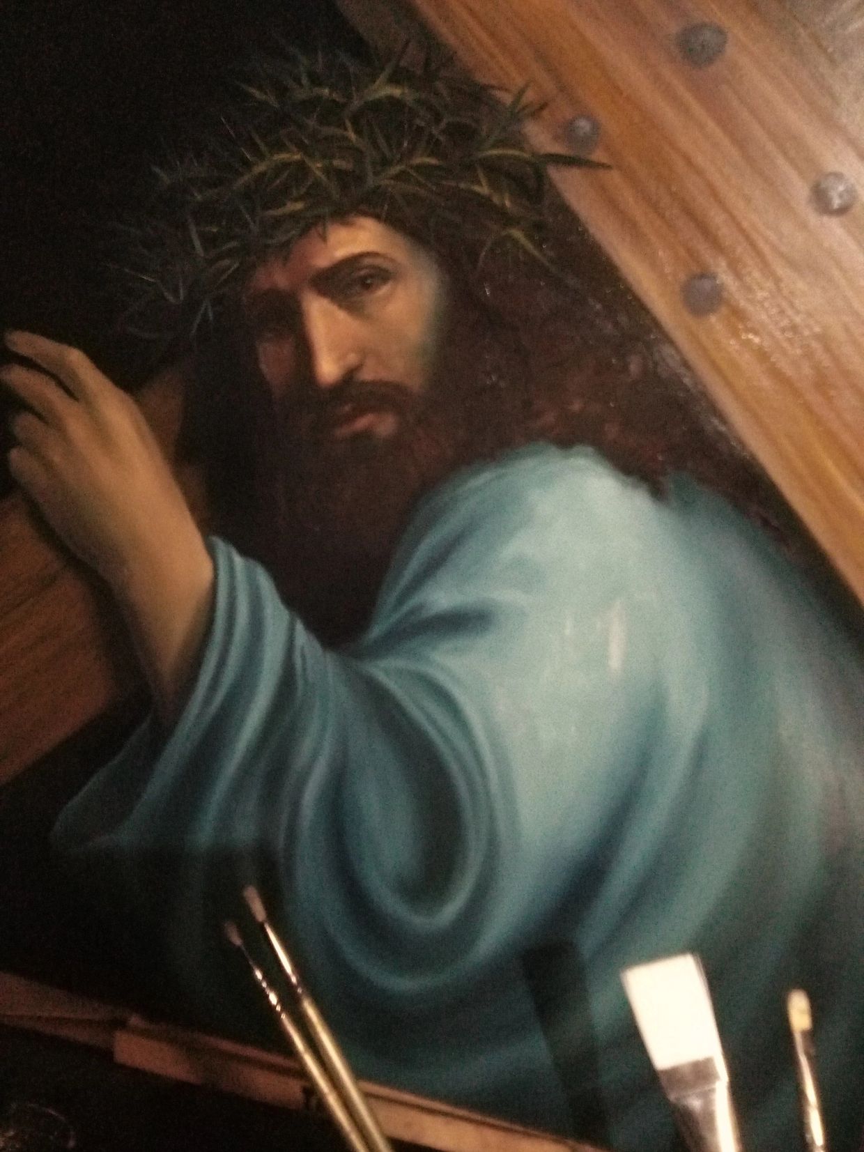 "Christ Carrying His Cross", 2025, oil on canvas 24x30, by Trisha M. Hukins 