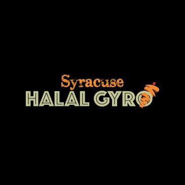 Logo for Syracuse Halal Gyro with a skewer graphic.