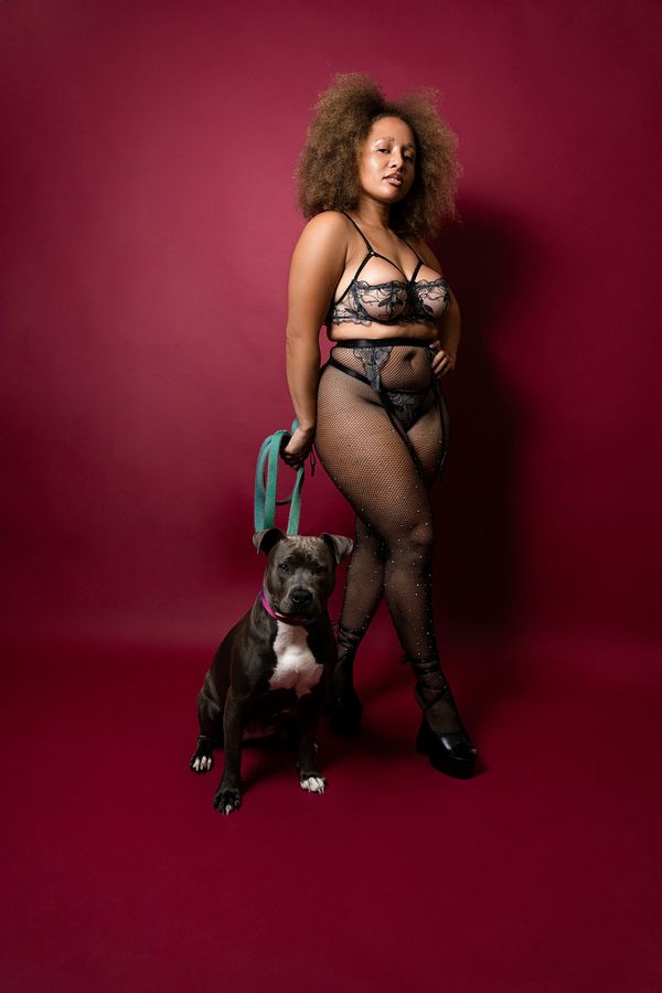 boudoir photoshoot with pitbull in san diego