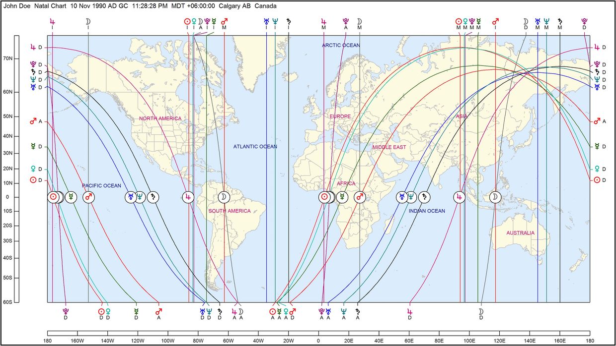 Random DOB/PLACE/TIME to make John Doe Astrocartography map.