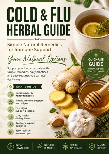 Cold and Flu herbal guide with natural remedies for immune support.