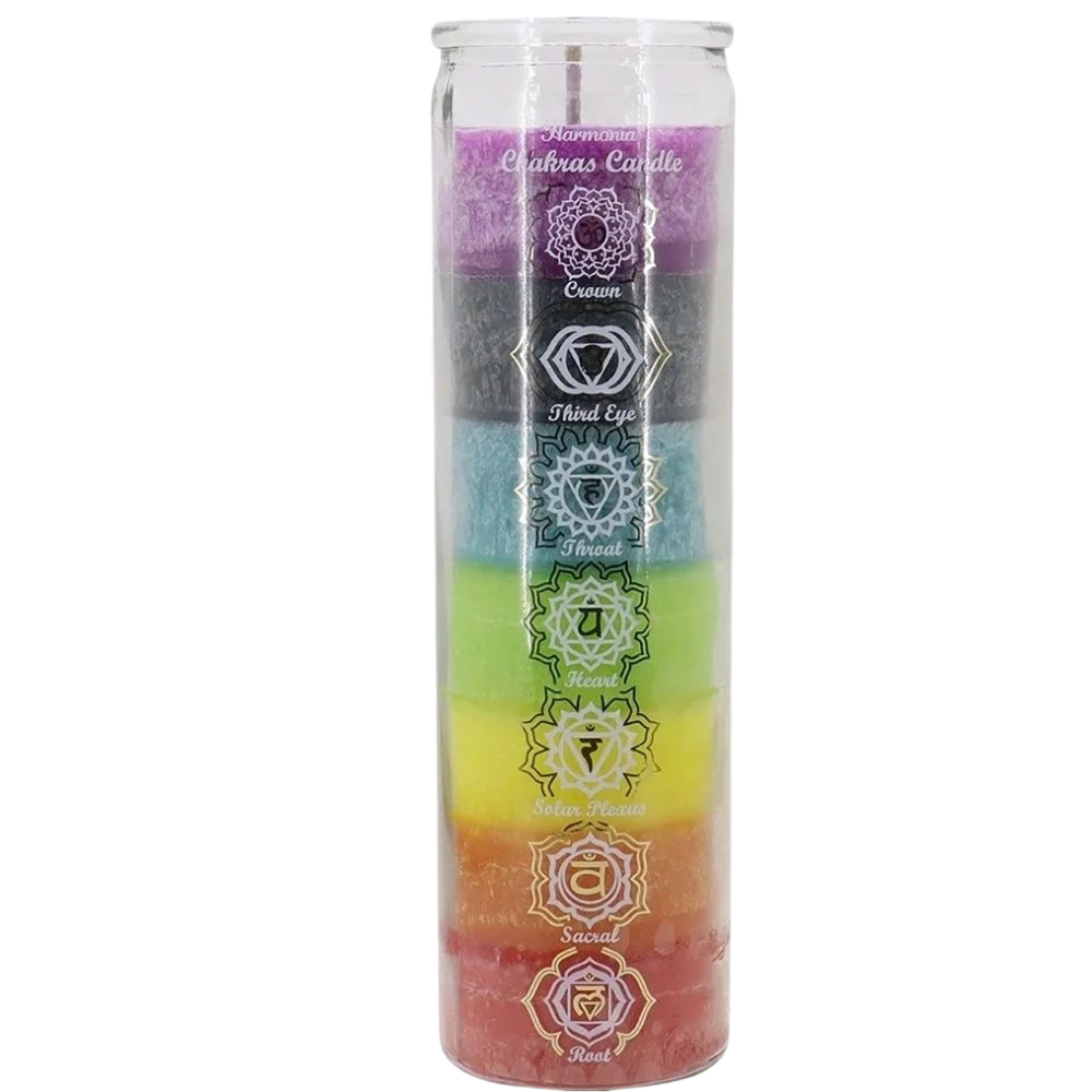 7 Day Chakra Glass Prayer Candle