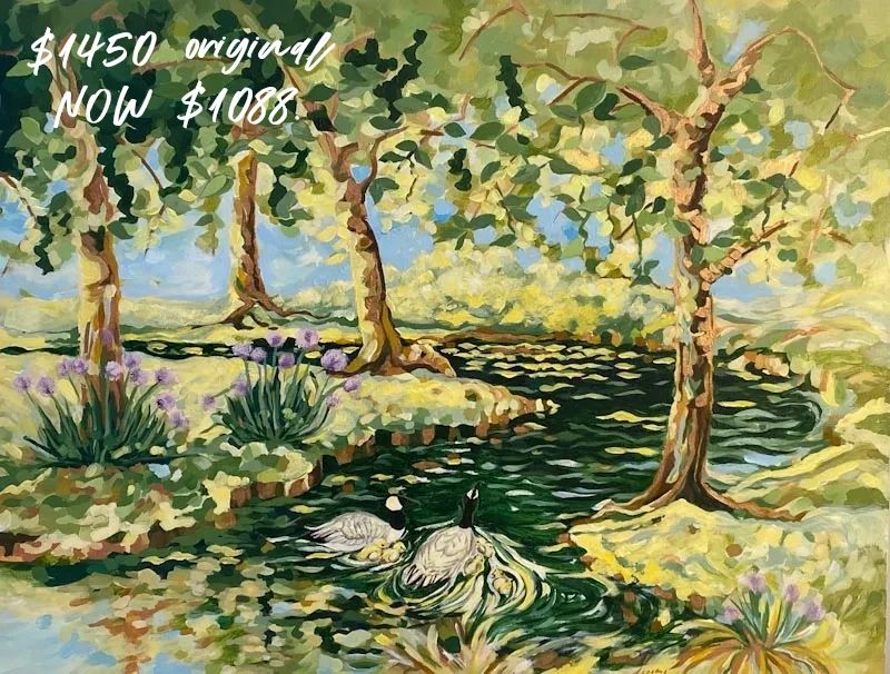 A Fine Art Original
Size: 30 x 40 inches 
Acrylics on canvas
$1450.  
NOW $1087.50 + taxes
