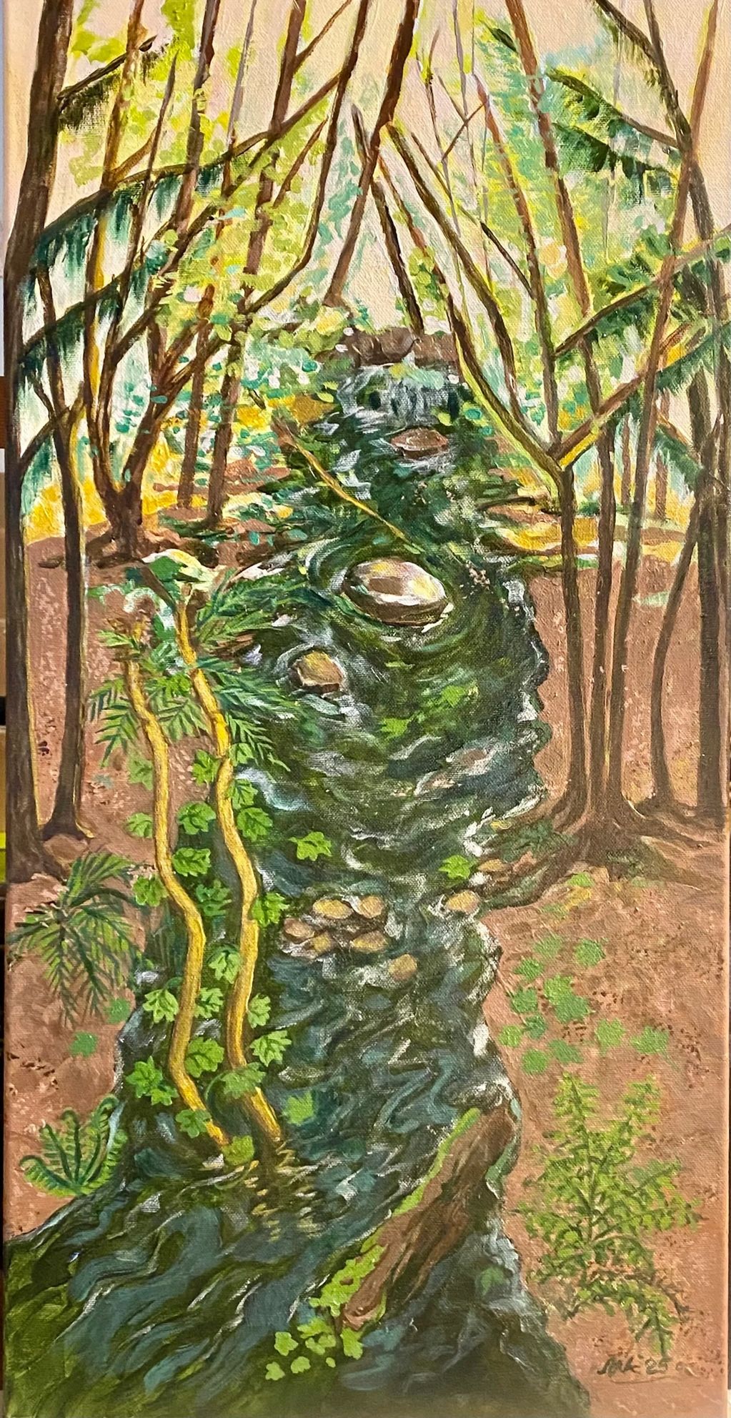 ECHOS OF A MOUNTAIN STREAM, C25

...Makes its way through a sunlit path where plants and rocks bathe