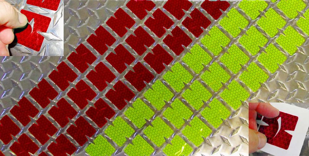 Chevron Overlays for Diamond Plate - Reflective - Peel & Stick - Lime or  Red - NFPA 1901