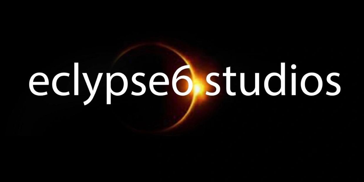 Logo of eclypse6 studios with a solar eclipse background.