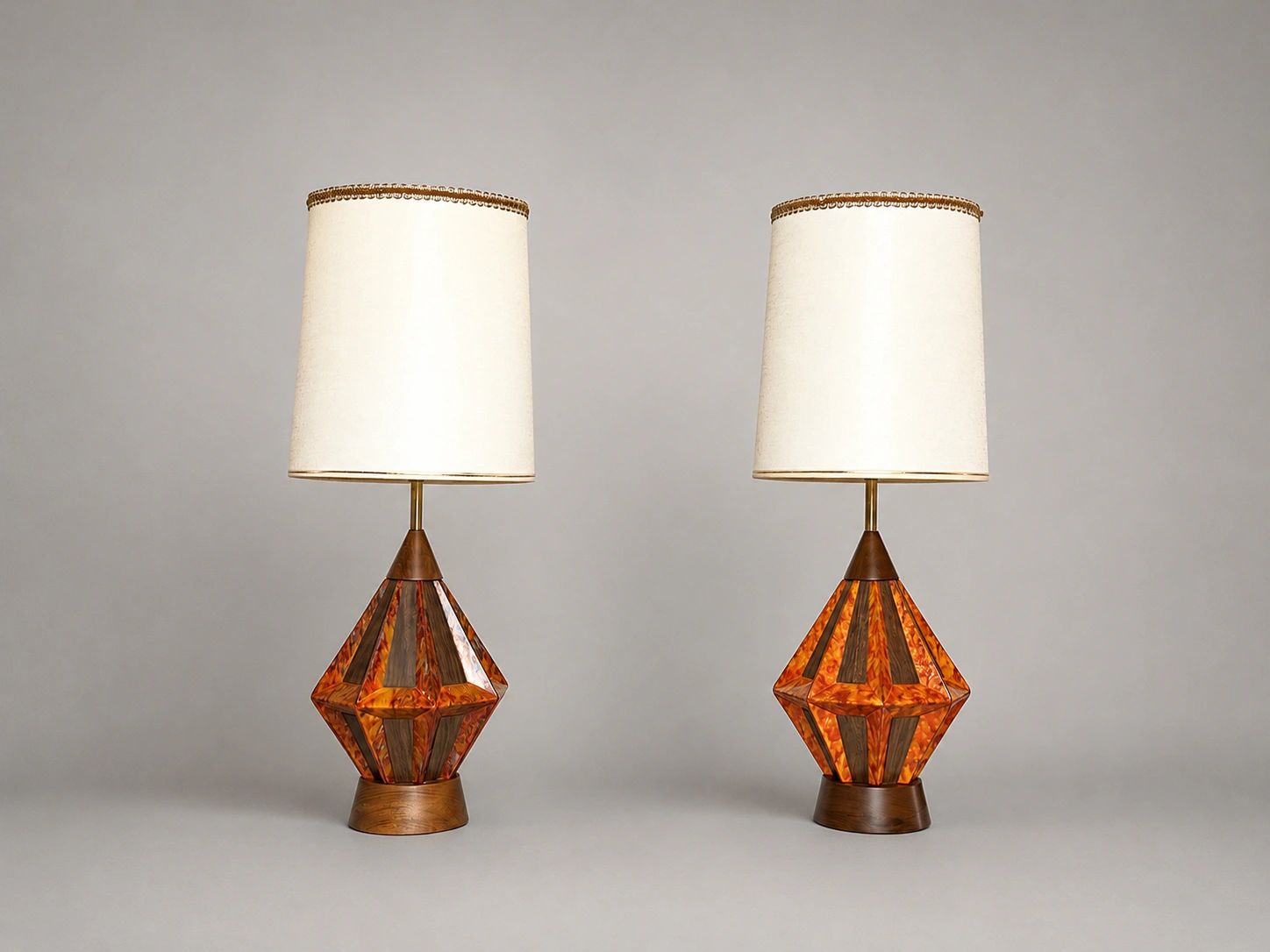 Modeline Ceramic & Walnut Lamps (pair)