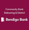 Logo of Bendigo Bank Community Bank Balnarring & District on maroon background.