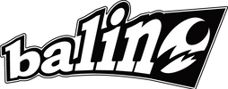 Stylized 'balino' logo with dynamic shapes and bold lettering.