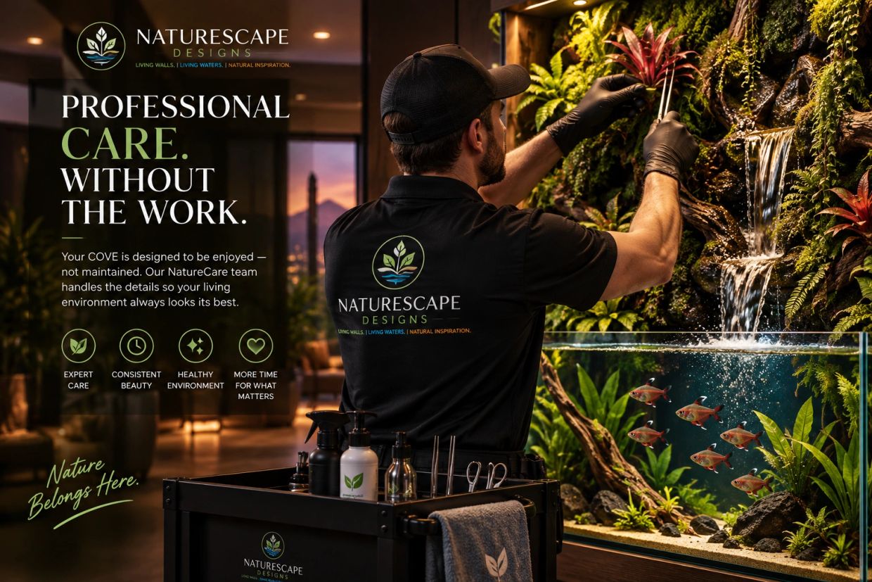Professional care for living walls and waters by Naturescape Designs.