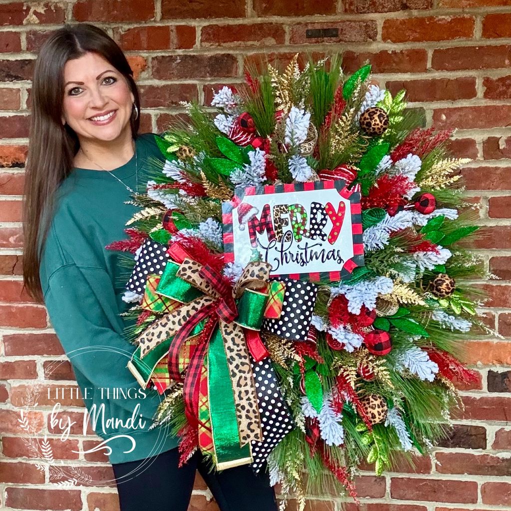Merry Christmas mesh wreath