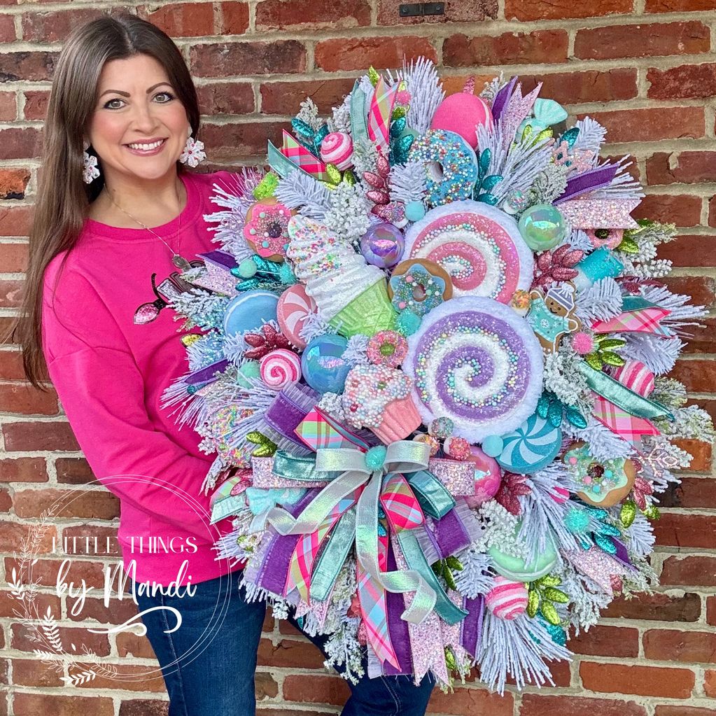 Candyland theme sweets bakery Christmas wreath