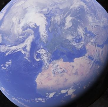 View of Earth showing Europe and northern Africa from space.