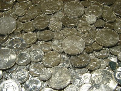 Lots of silver US coins.