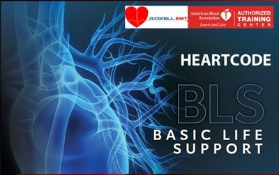 Digital image promoting HeartCode BLS Basic Life Support training.