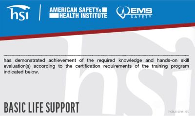 Basic Life Support certification document header.