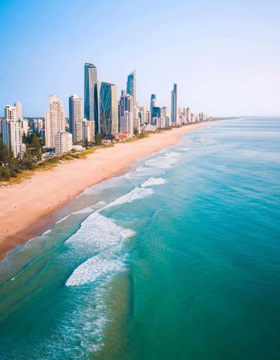 Ariel-beach-aspect-view-of-the-gold-coast-in-summer