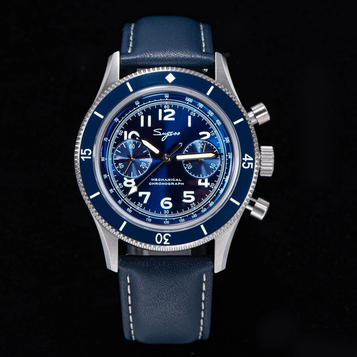 S423 Blue mechanical chronograph watch 42 mm V2