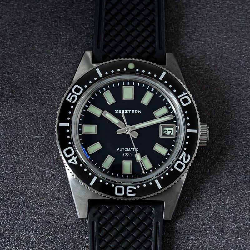 Black colored vintage skin diver watch 38 mm
