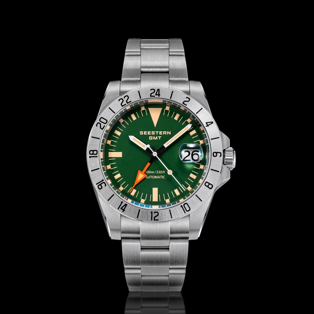 S436-2 Green vintage gmt wrist watch NH34 automatic