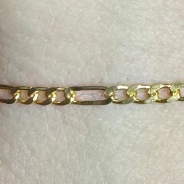 Stack of permanent Jewelry solid gold Figaro chain with 14k gold  filled cross charm and disco chain