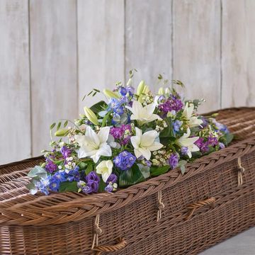 Blue And White Casket Spray