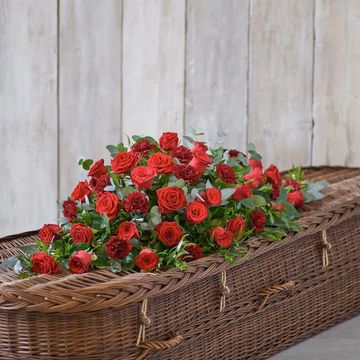 Rose And Carnation Casket Spray - Red