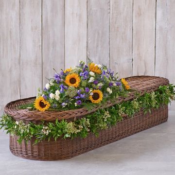 Sunflower Mix Casket Spray With Garland