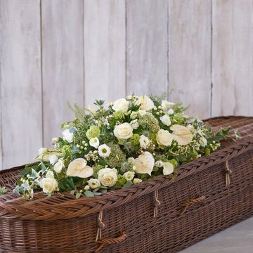 White And Green Casket Spray